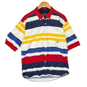 Vintage Colowear America Mens XL Short Sleeve Striped Button Down Shirt